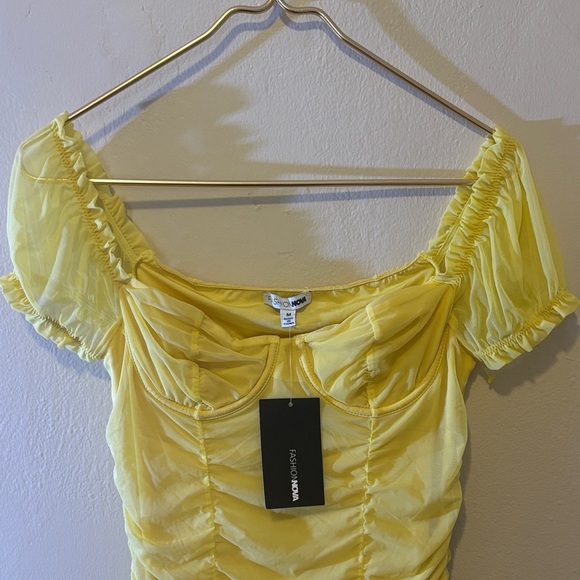 Fashion Nova Yellow Ruched Mini Dress - Picture 3 of 3